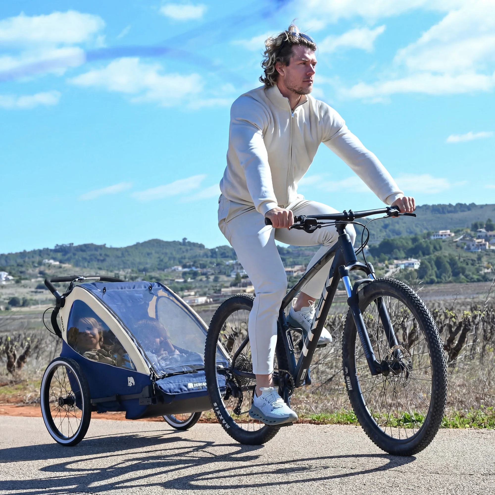 Luxury Bike Trailer V2 - Stroller - Jogging Stroller Cream - Image 2