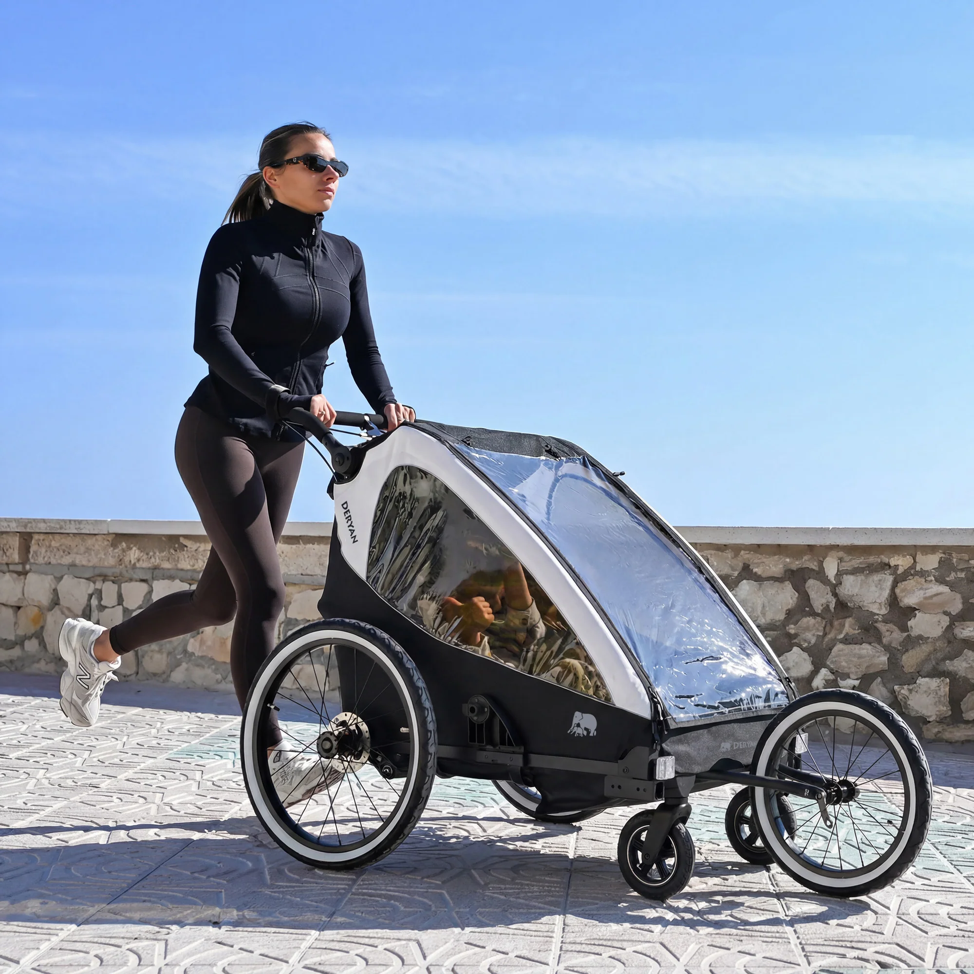 Luxury Bike Trailer V2 - Stroller - Jogging Stroller Cream - Image 5