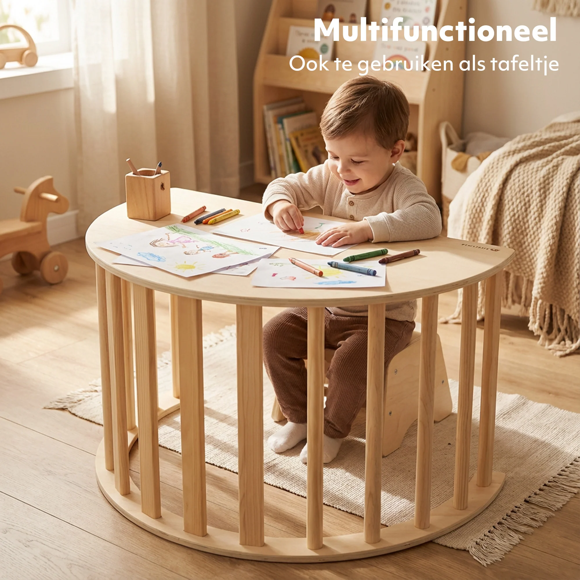 Multifunctional Climbing Arch - 5 in 1 model - Play Arch - Climbing Rack - Playground - Includes Cushion - Drawing Table - Wood - Image 2