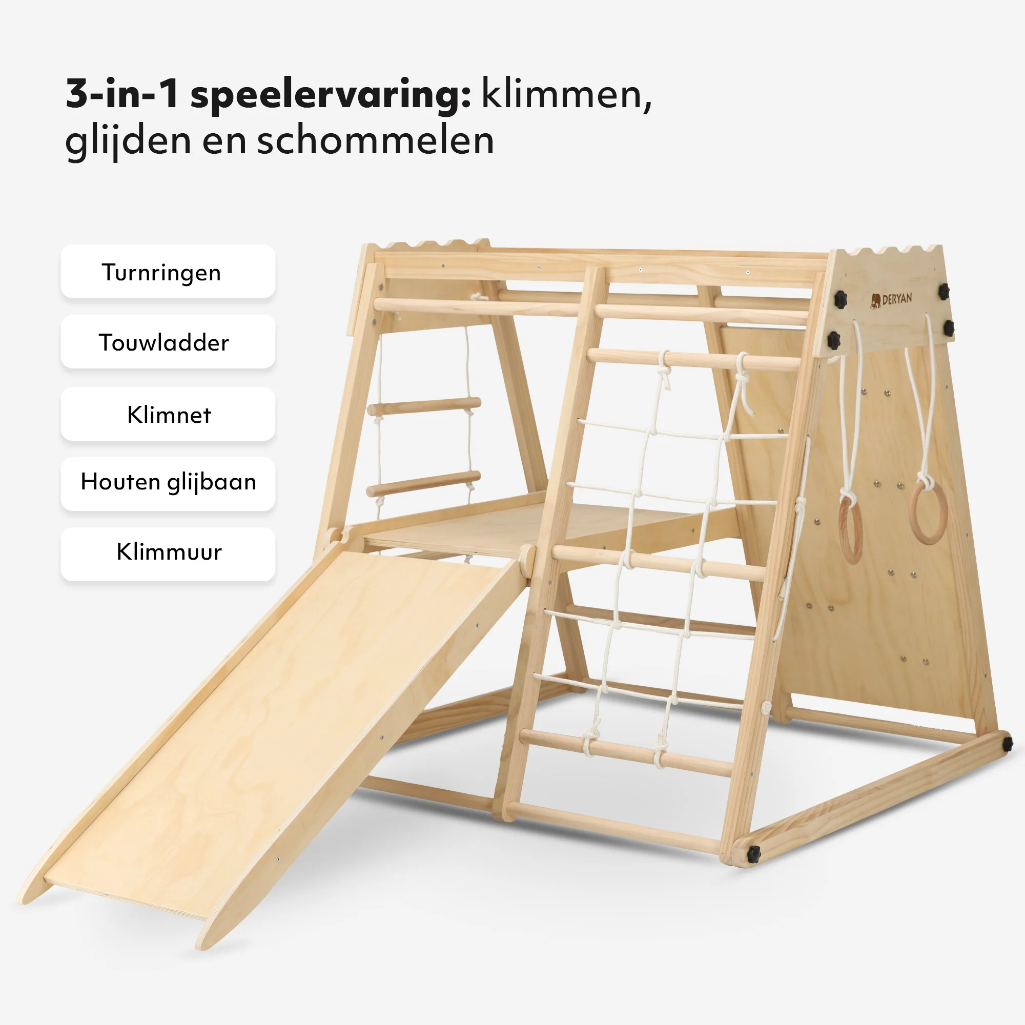 Luxury Wooden Play Climbing Rack - Children's Playground - With Slide + Climbing Wall and Accessories - Image 3