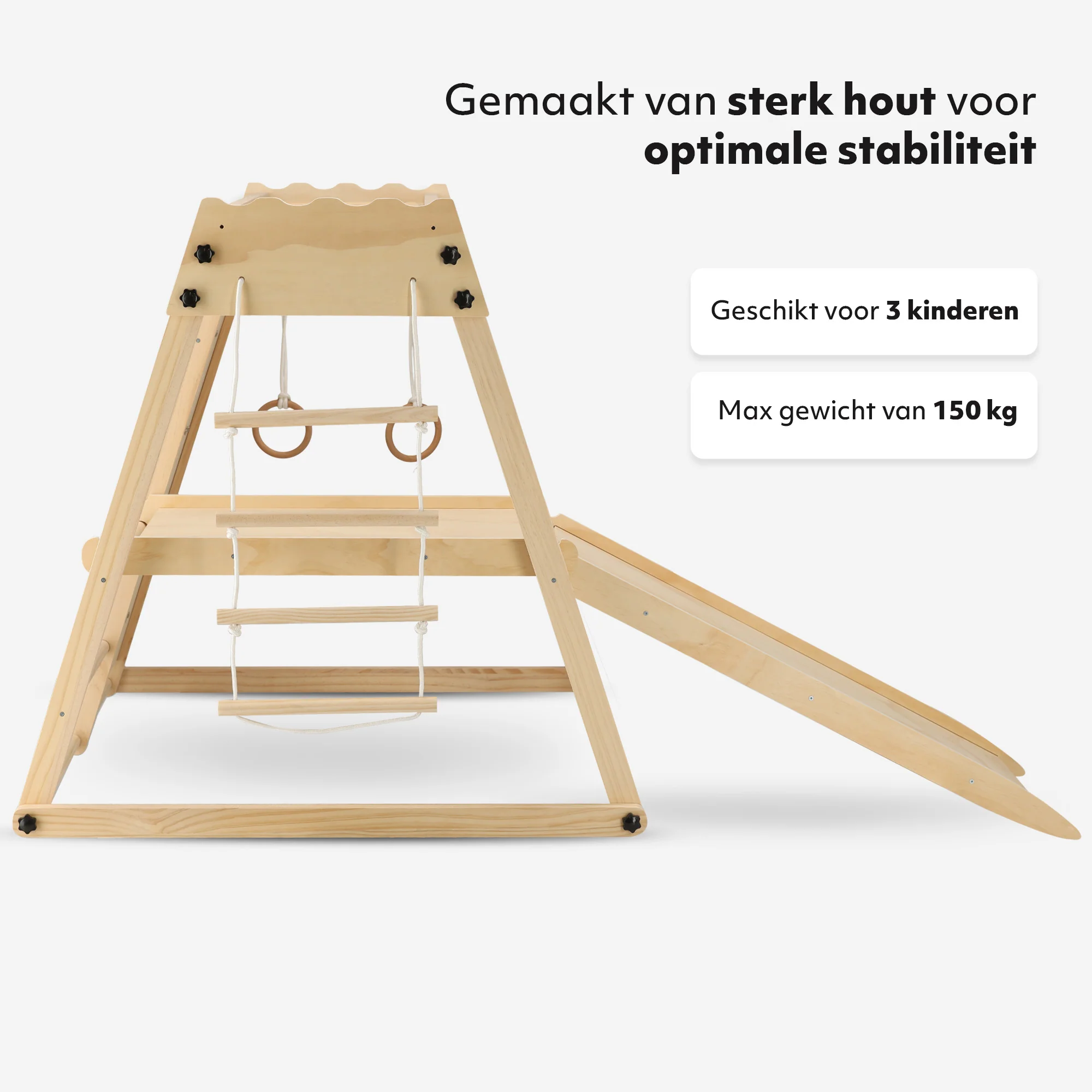 Luxury Wooden Play Climbing Rack - Children's Playground - With Slide + Climbing Wall and Accessories - Image 5