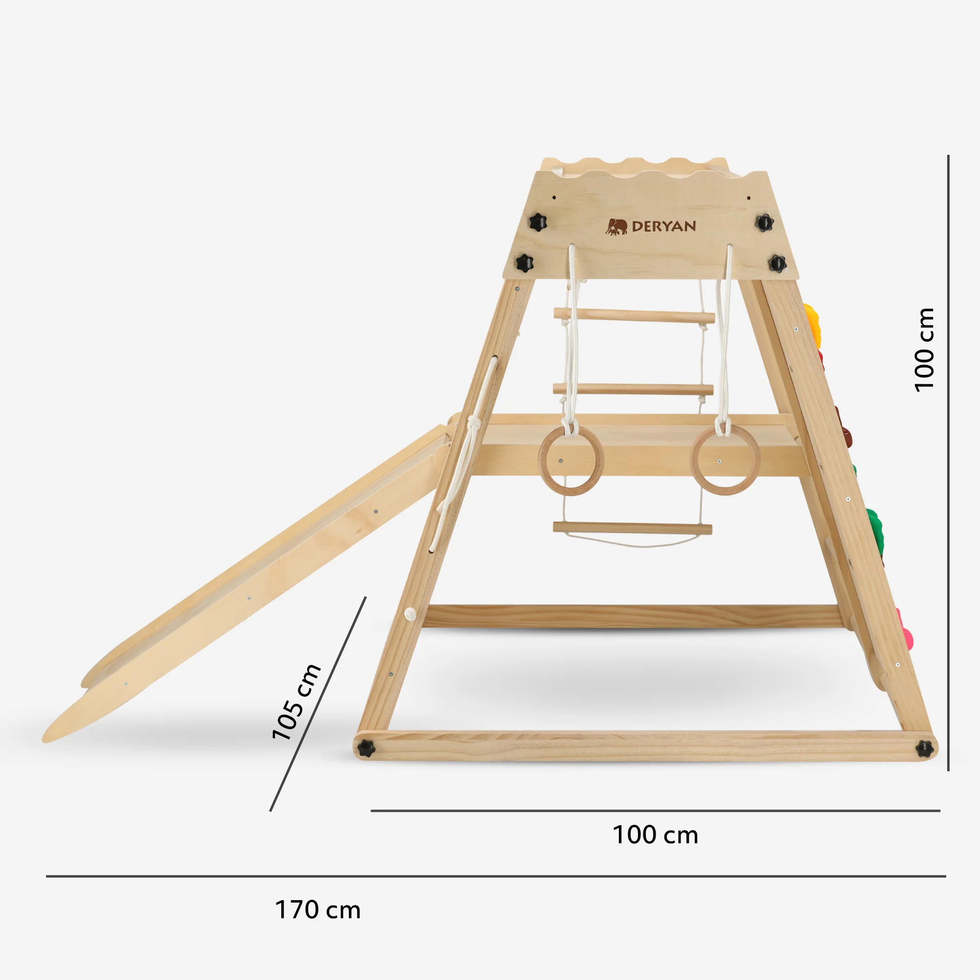 Luxury Wooden Play Climbing Rack - Children's Playground - With Slide + Climbing Wall and Accessories - Image 6