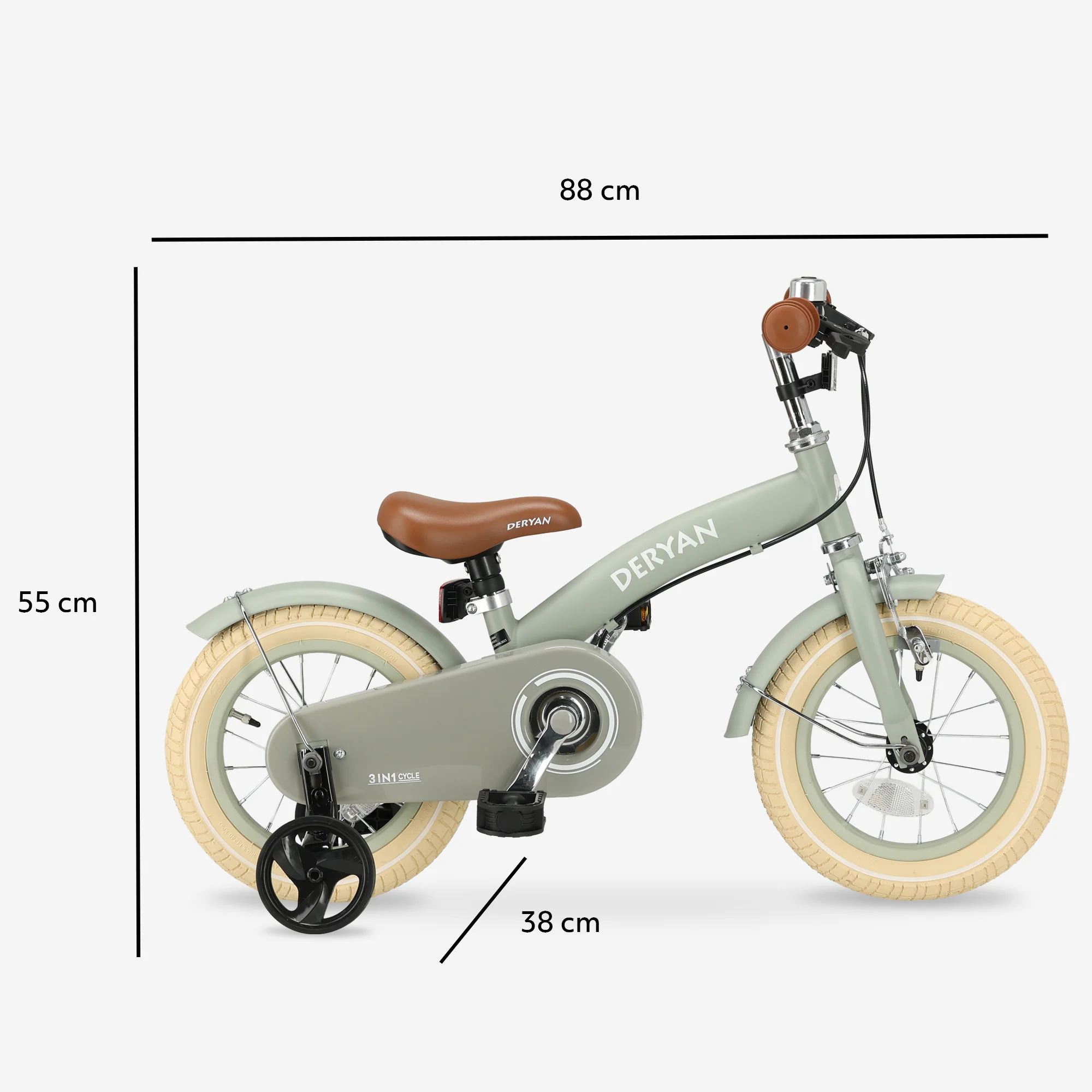 Luxury Kids bike 12 inch - 3 in 1 - balance bike Green - Image 10