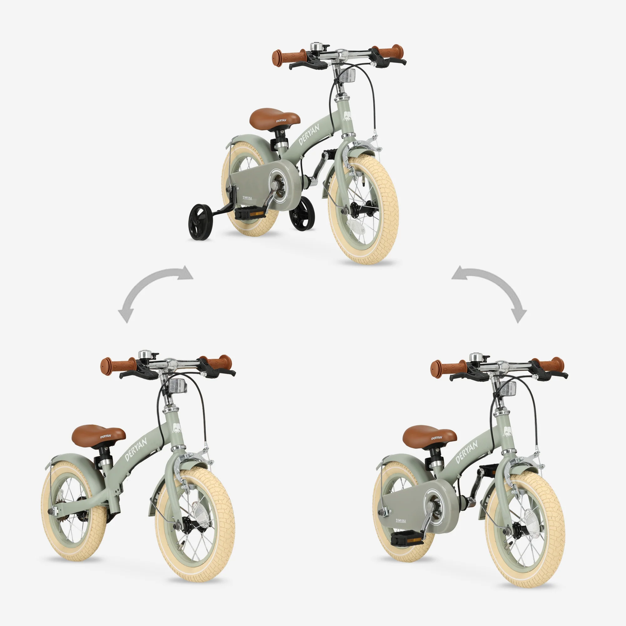 Luxury Kids bike 12 inch - 3 in 1 - balance bike Green - Image 7