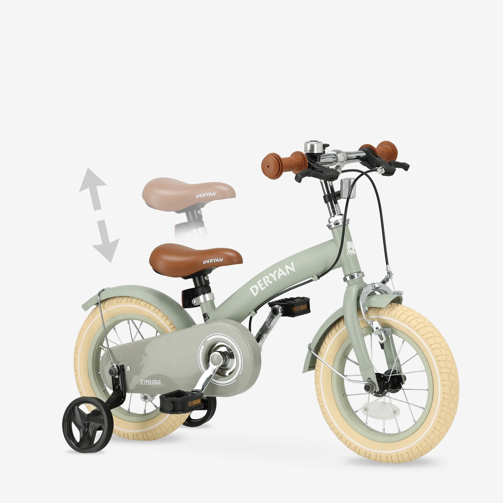 Luxury Kids bike 12 inch - 3 in 1 - balance bike Green - Image 9