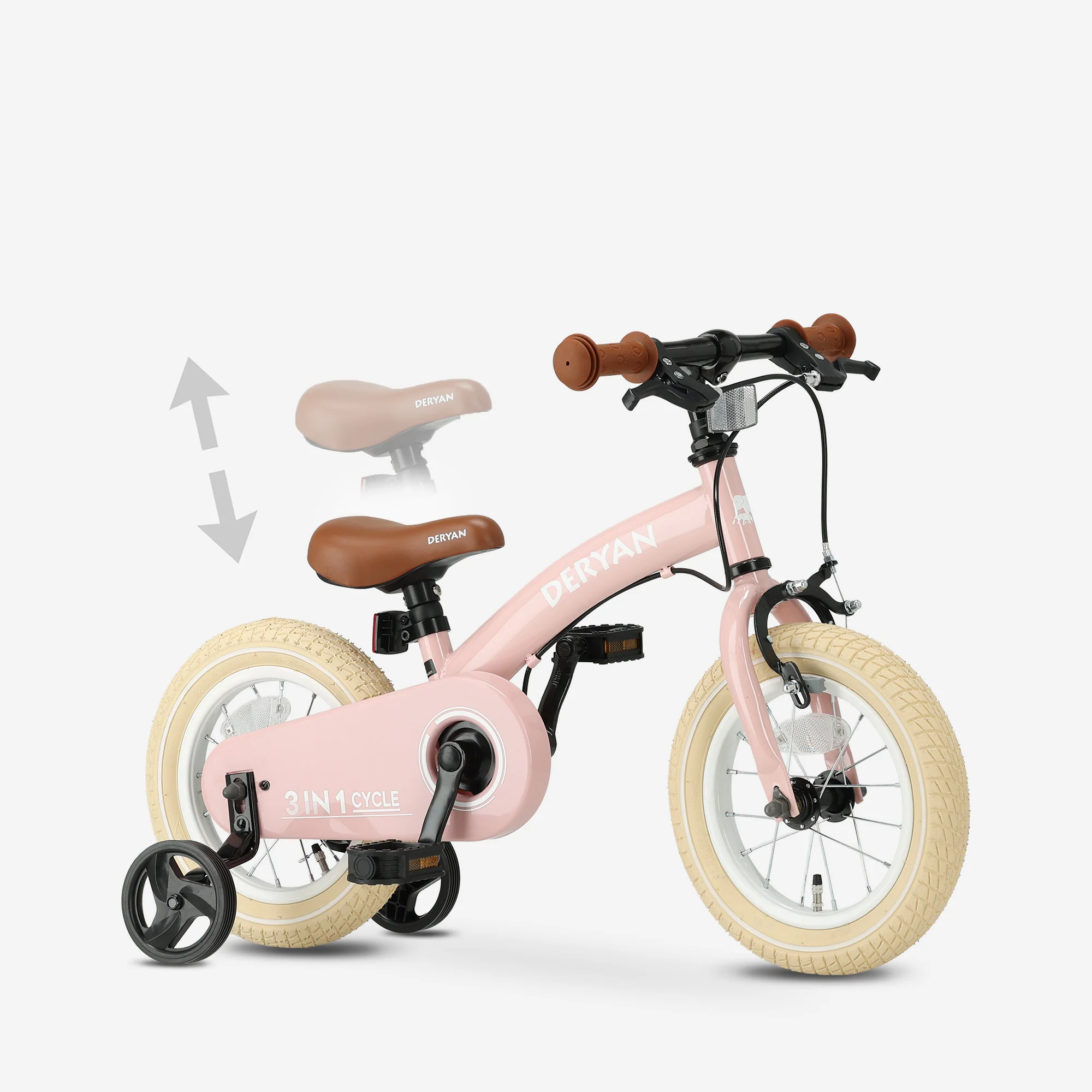 Luxe Kids Bike 12 inch - 3 in 1 - Balance bike Pink - Image 8