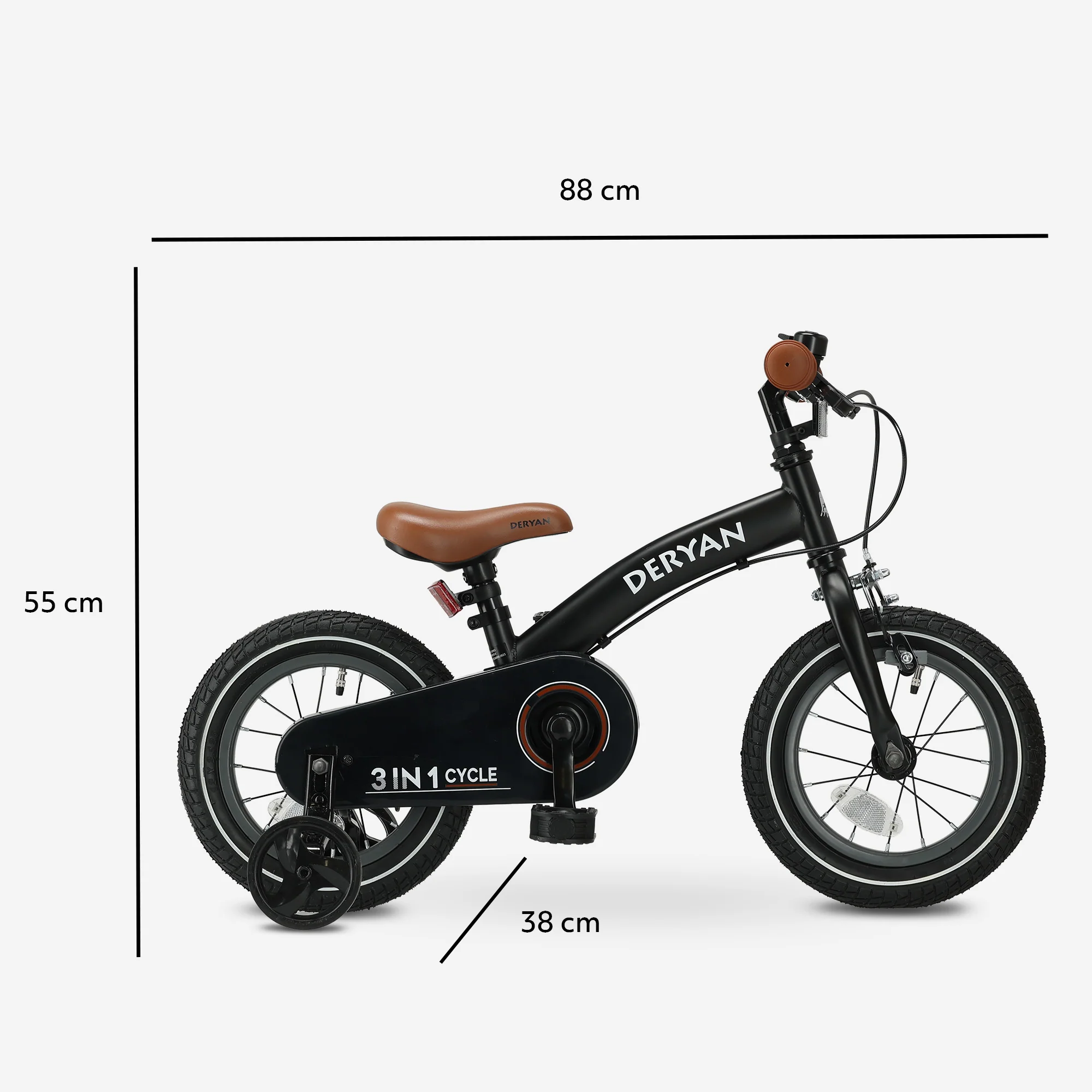 Luxury Kids Bike 12 inch - 3 in 1 - Balance Bike Black - Image 10