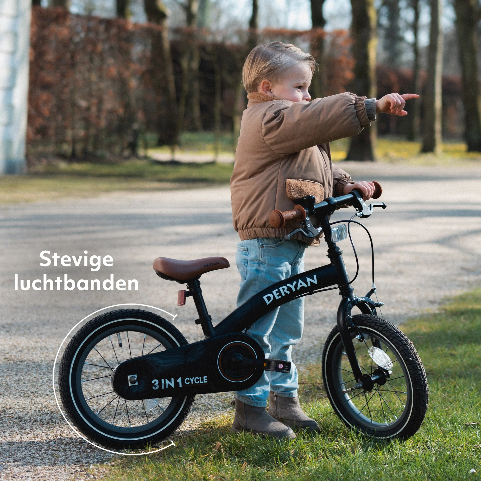 Luxury Kids Bike 12 inch - 3 in 1 - Balance Bike Black - Image 4