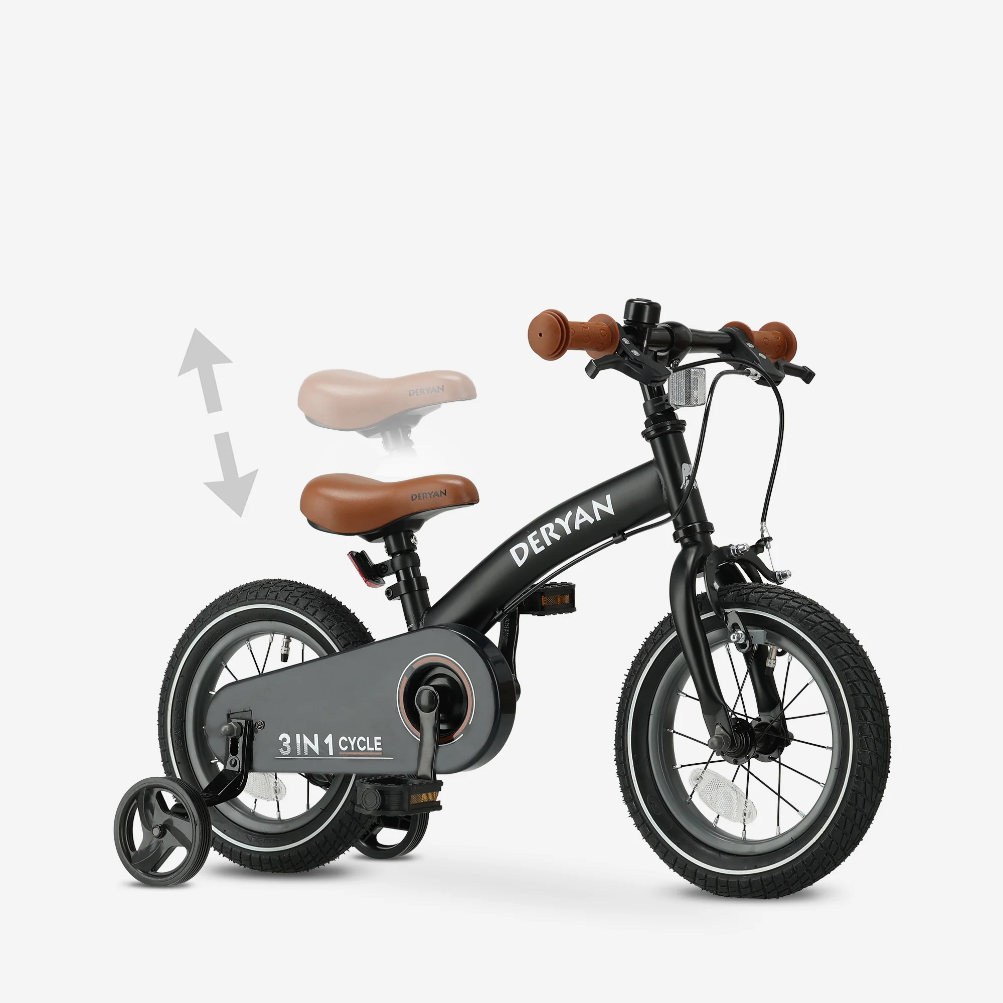 Luxury Kids Bike 12 inch - 3 in 1 - Balance Bike Black - Image 7