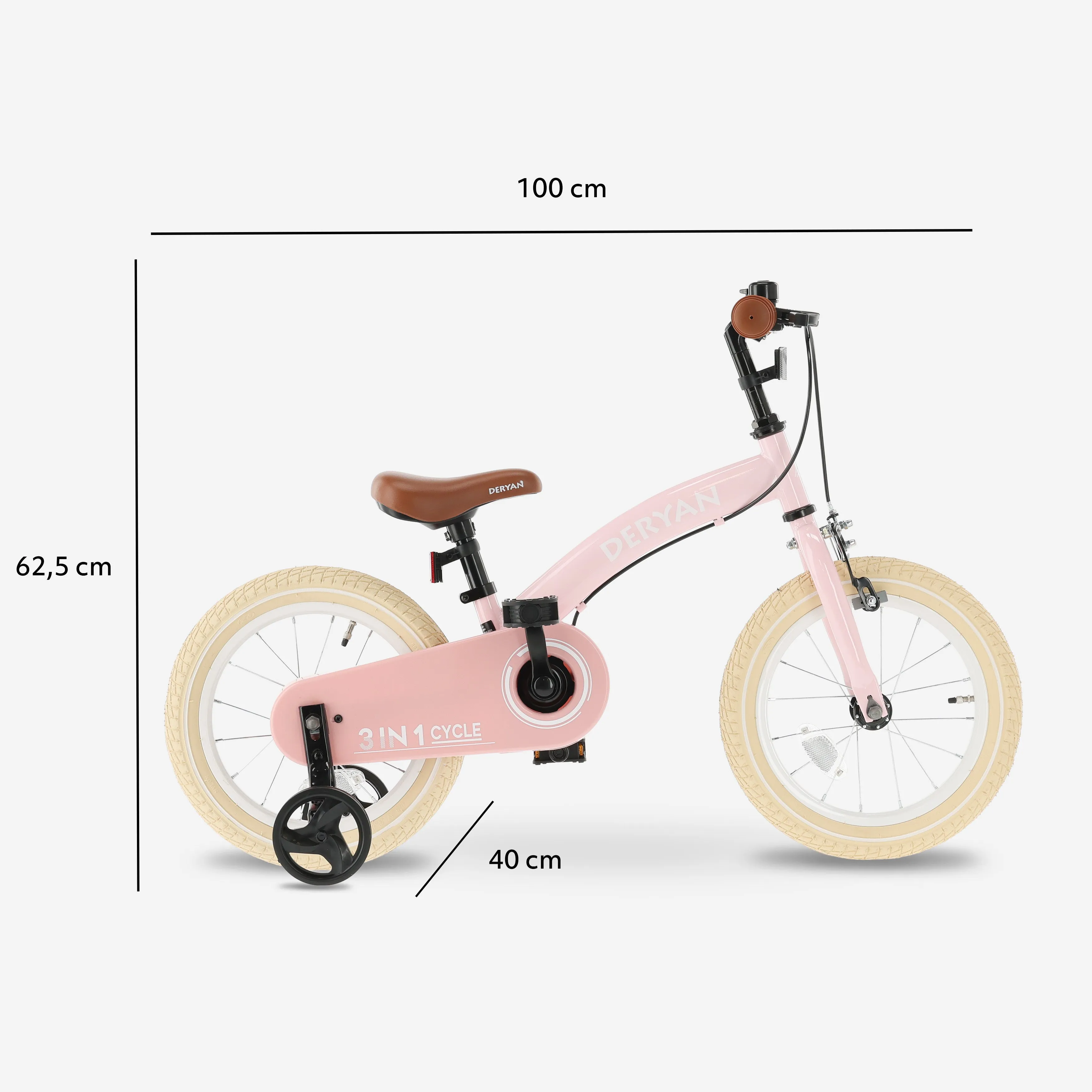 Luxe Kids Bike 14 inch - 3 in 1 - balance bike - Pink - Image 10