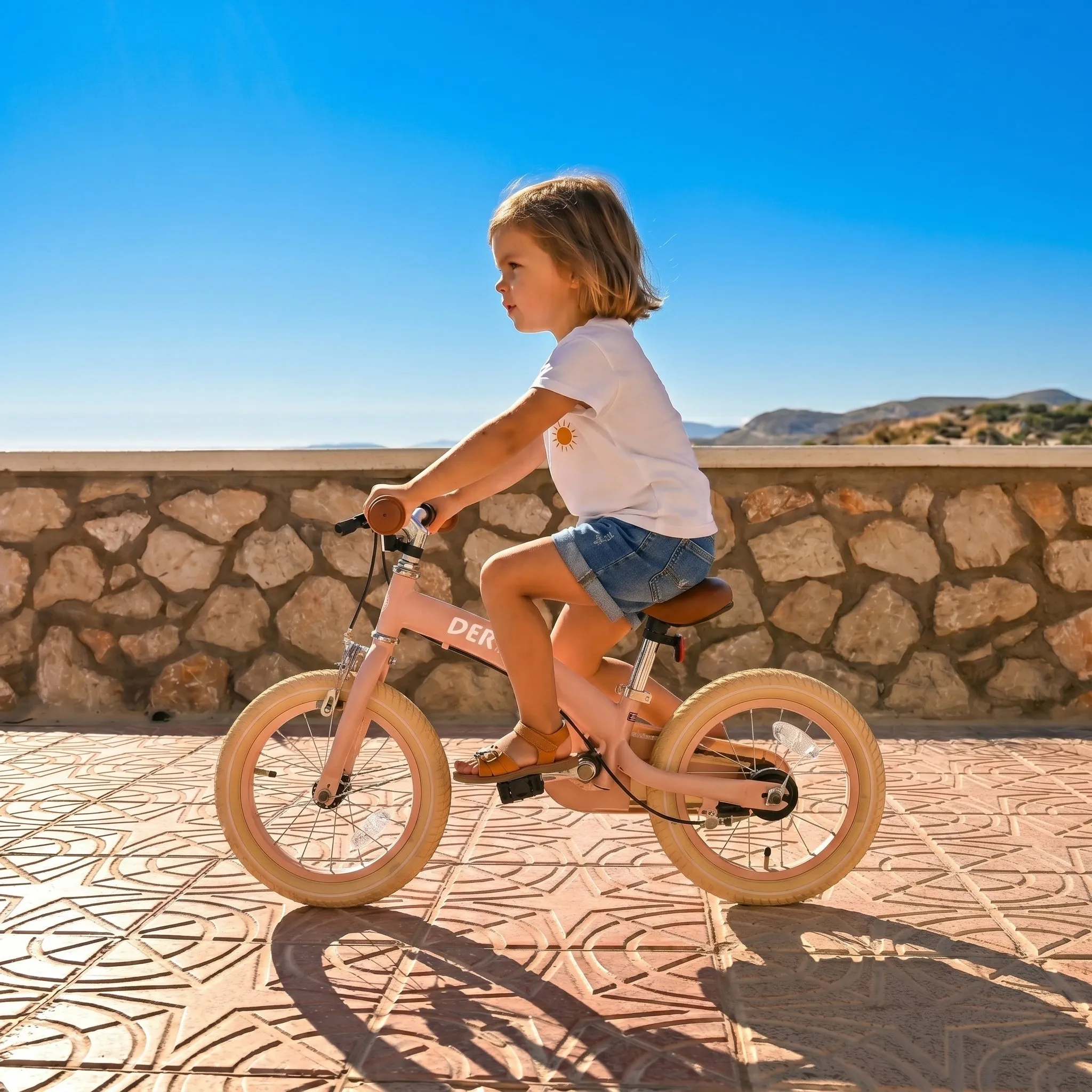 Luxe Kids Bike 14 inch - 3 in 1 - balance bike - Pink - Image 4