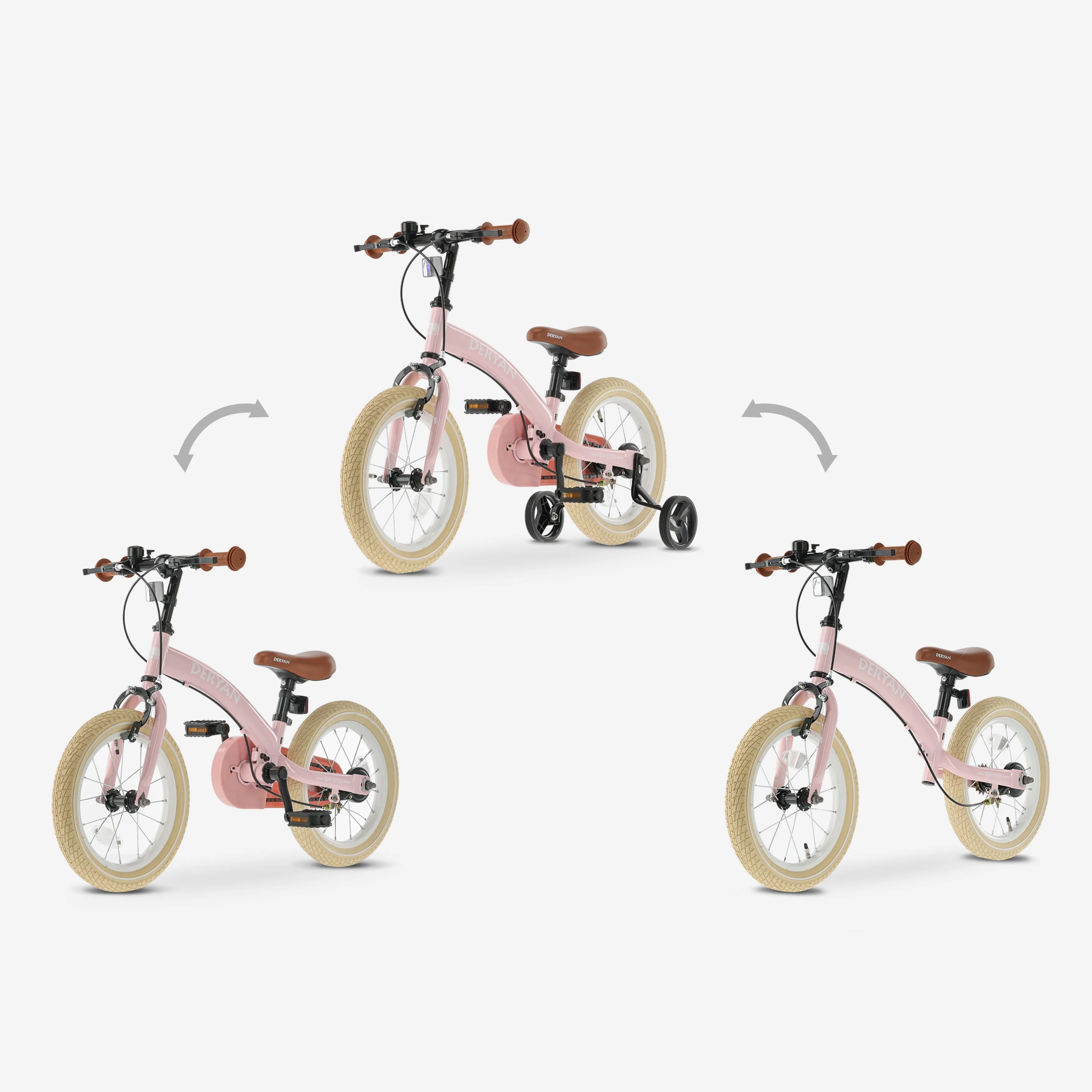 Luxe Kids Bike 14 inch - 3 in 1 - balance bike - Pink - Image 6