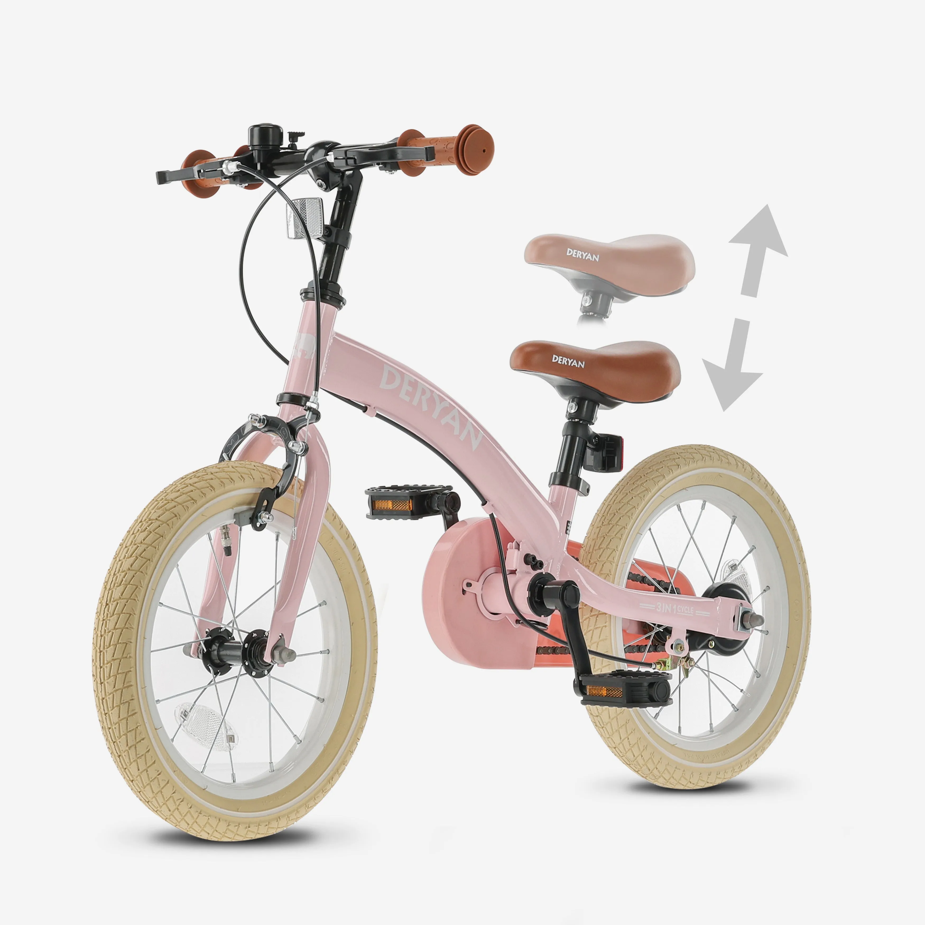 Luxe Kids Bike 14 inch - 3 in 1 - balance bike - Pink - Image 8