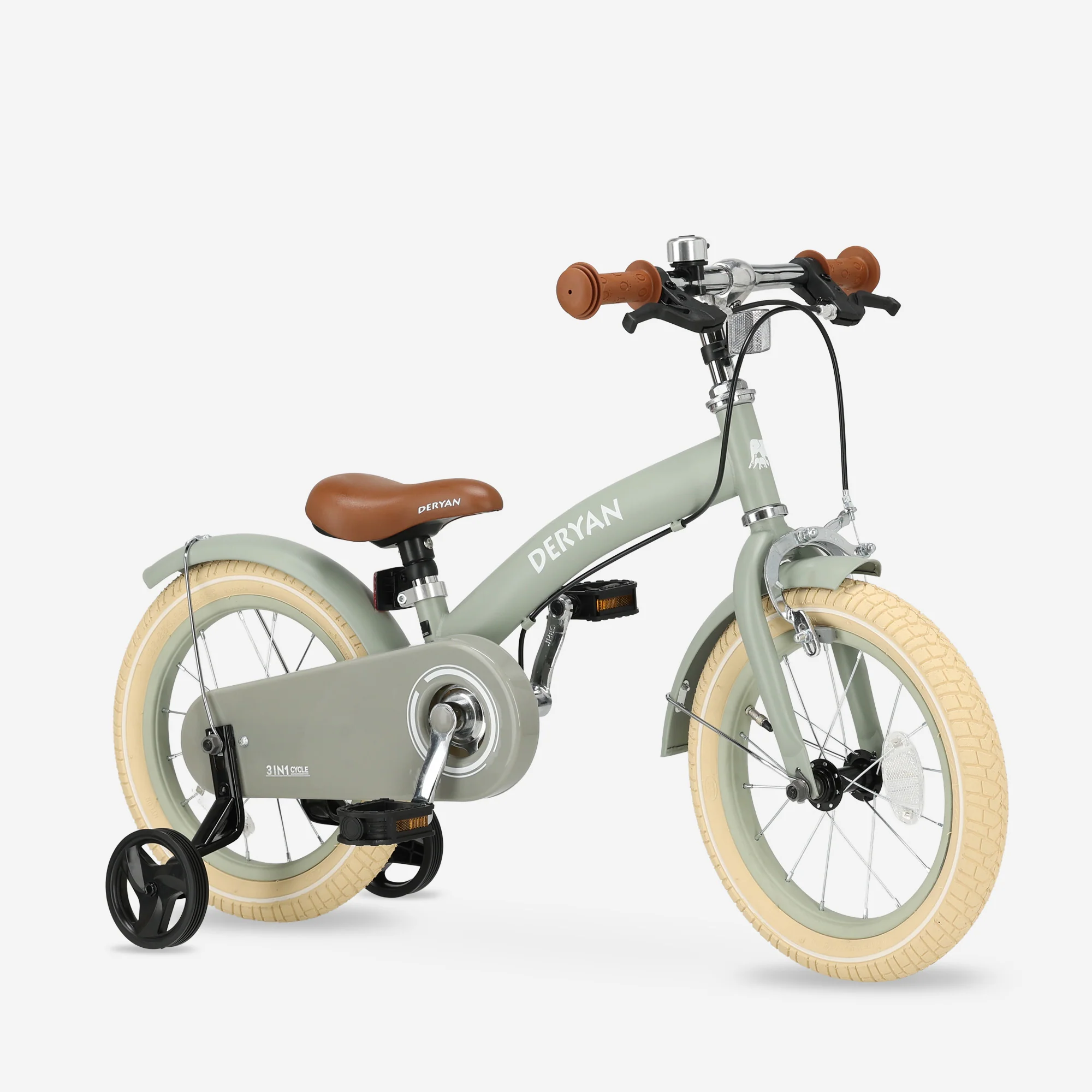 Luxury Children's bike 14 inch - 3 in 1 - balance bike Green