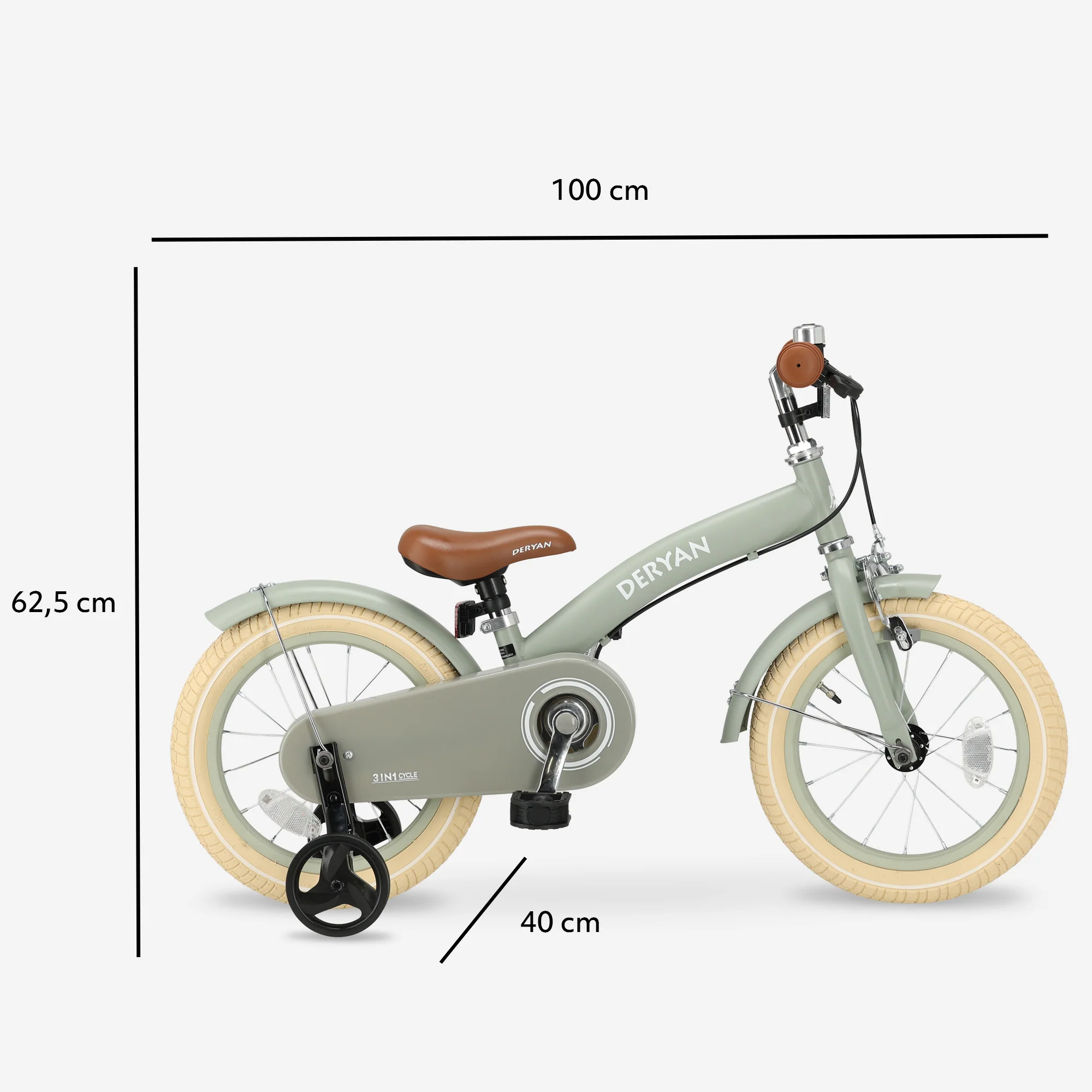 Luxury Children's bike 14 inch - 3 in 1 - balance bike Green - Image 10