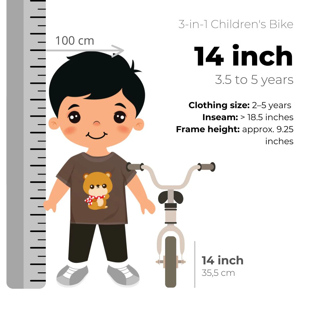 Luxury Children's bike 14 inch - 3 in 1 - balance bike Green - Image 14