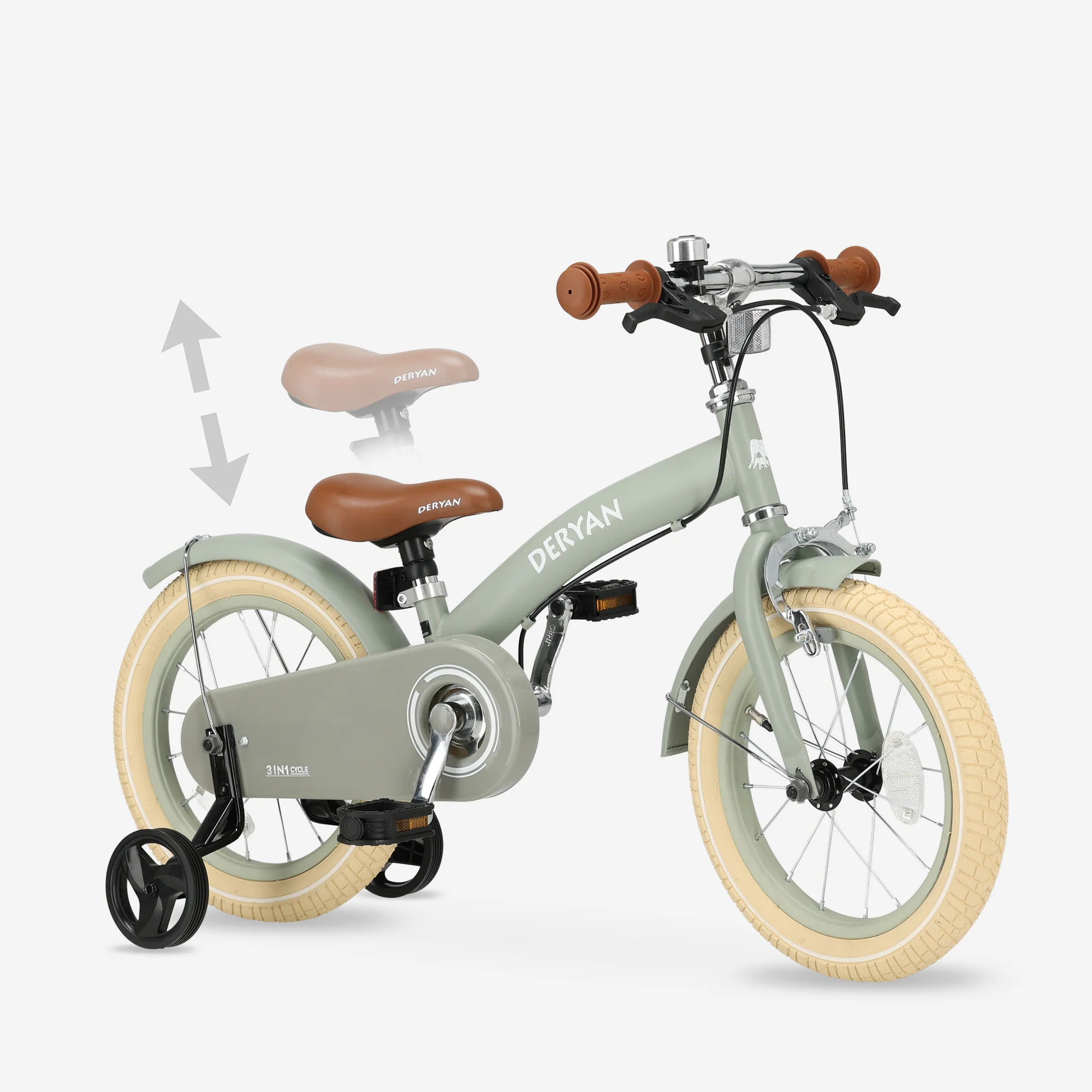 Luxury Children's bike 14 inch - 3 in 1 - balance bike Green - Image 9