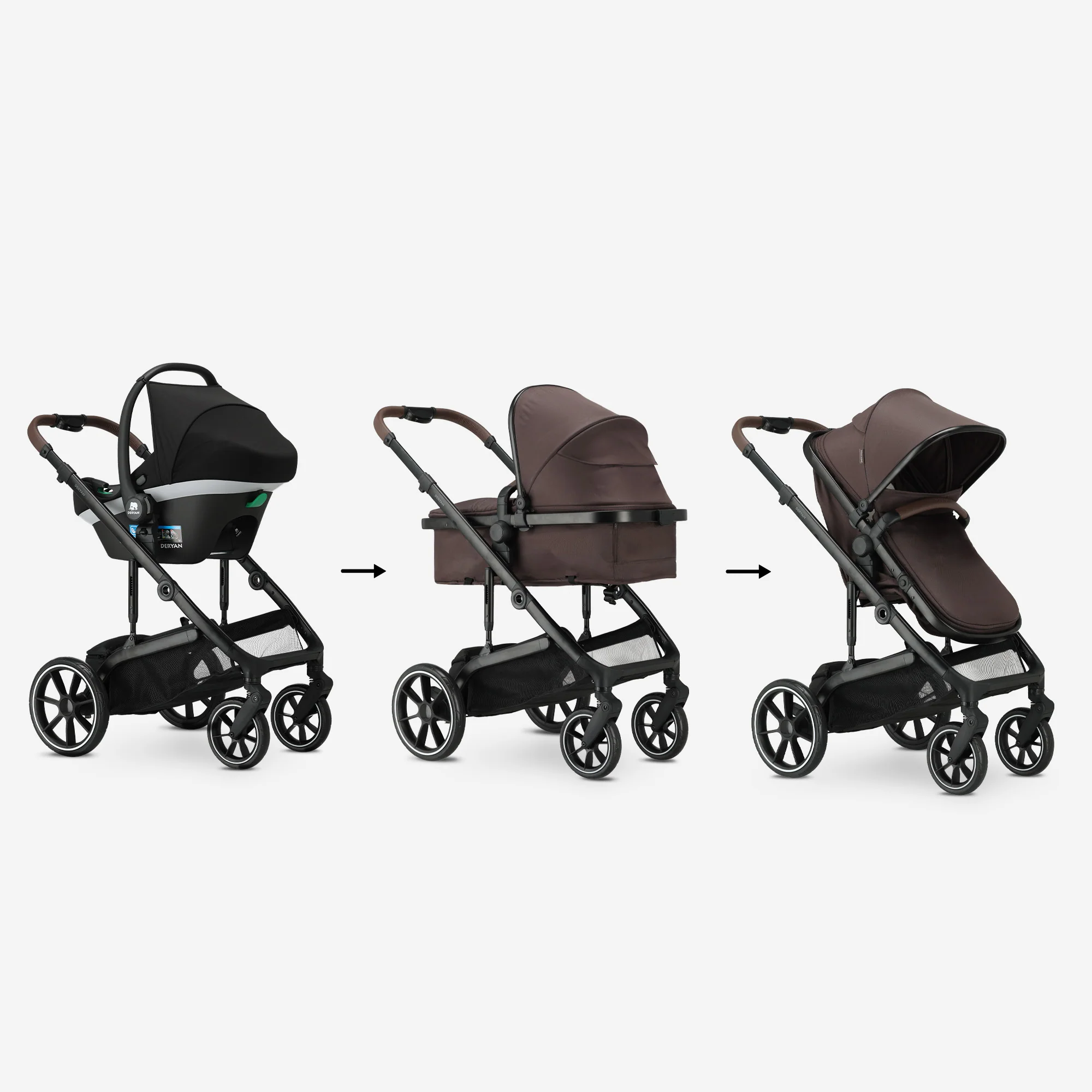 Noa 3-in-1 Stroller Chocolate Brown - Image 2