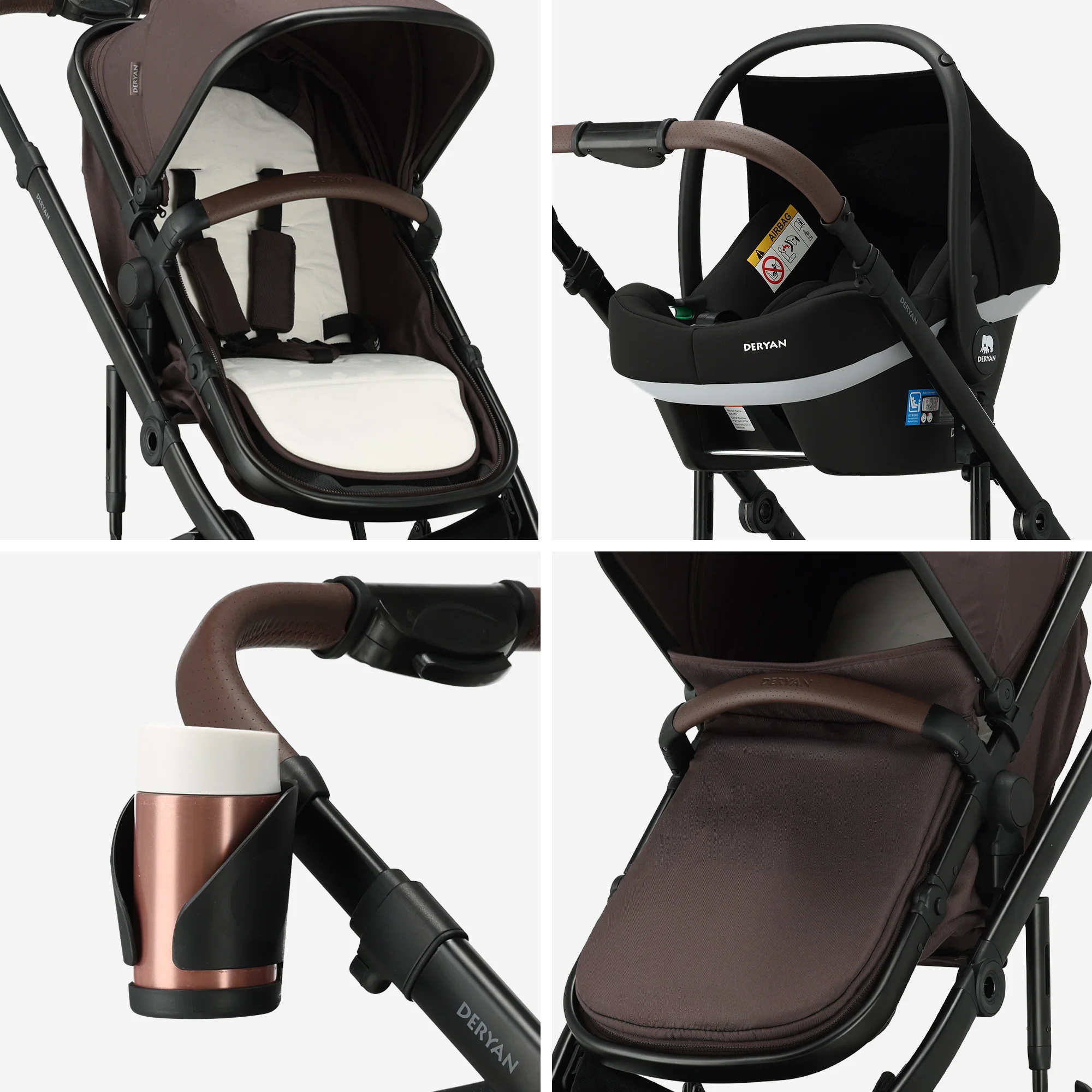 Noa 3-in-1 Stroller Chocolate Brown - Image 7