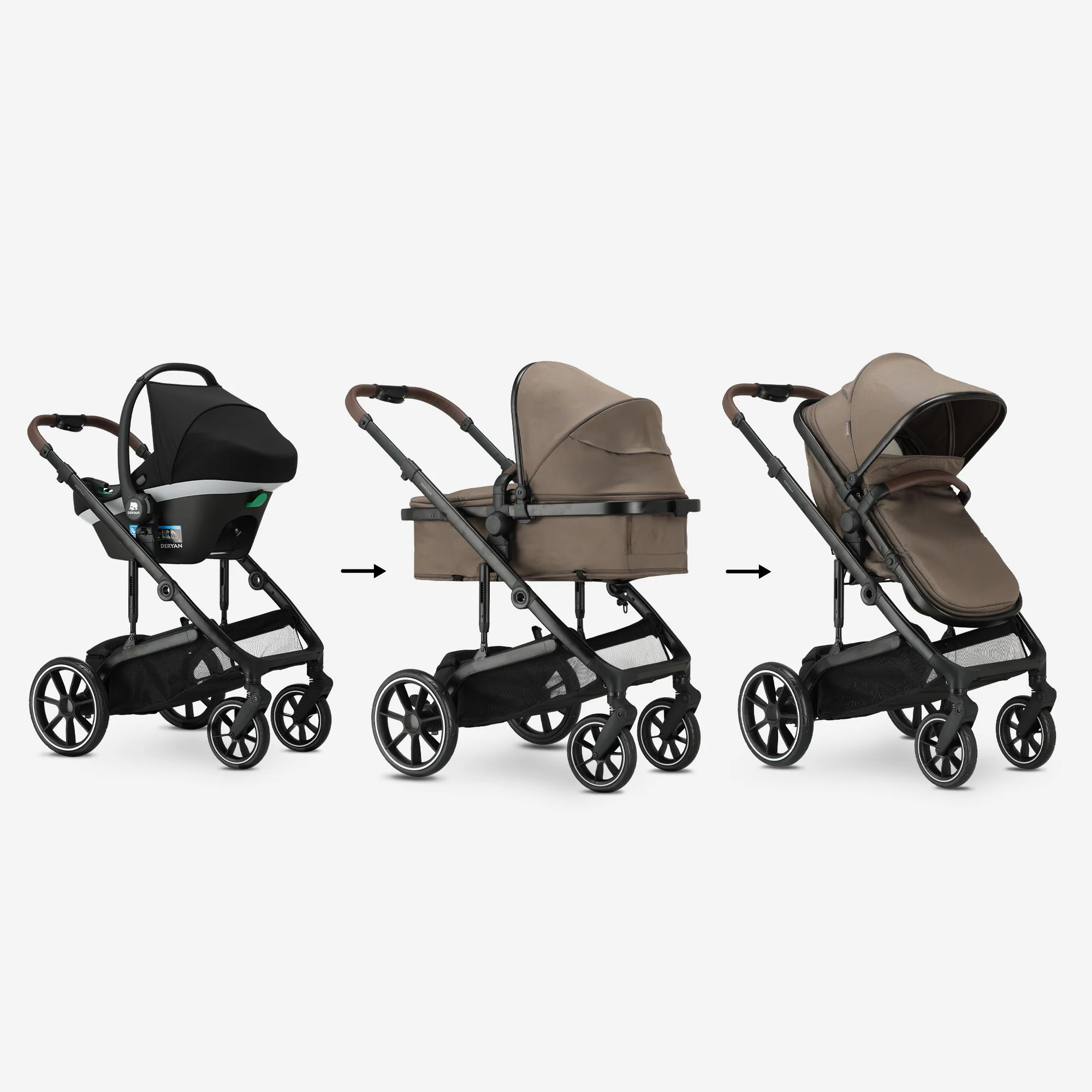 Noa 3-in-1 Stroller Hazel Brown - Image 10