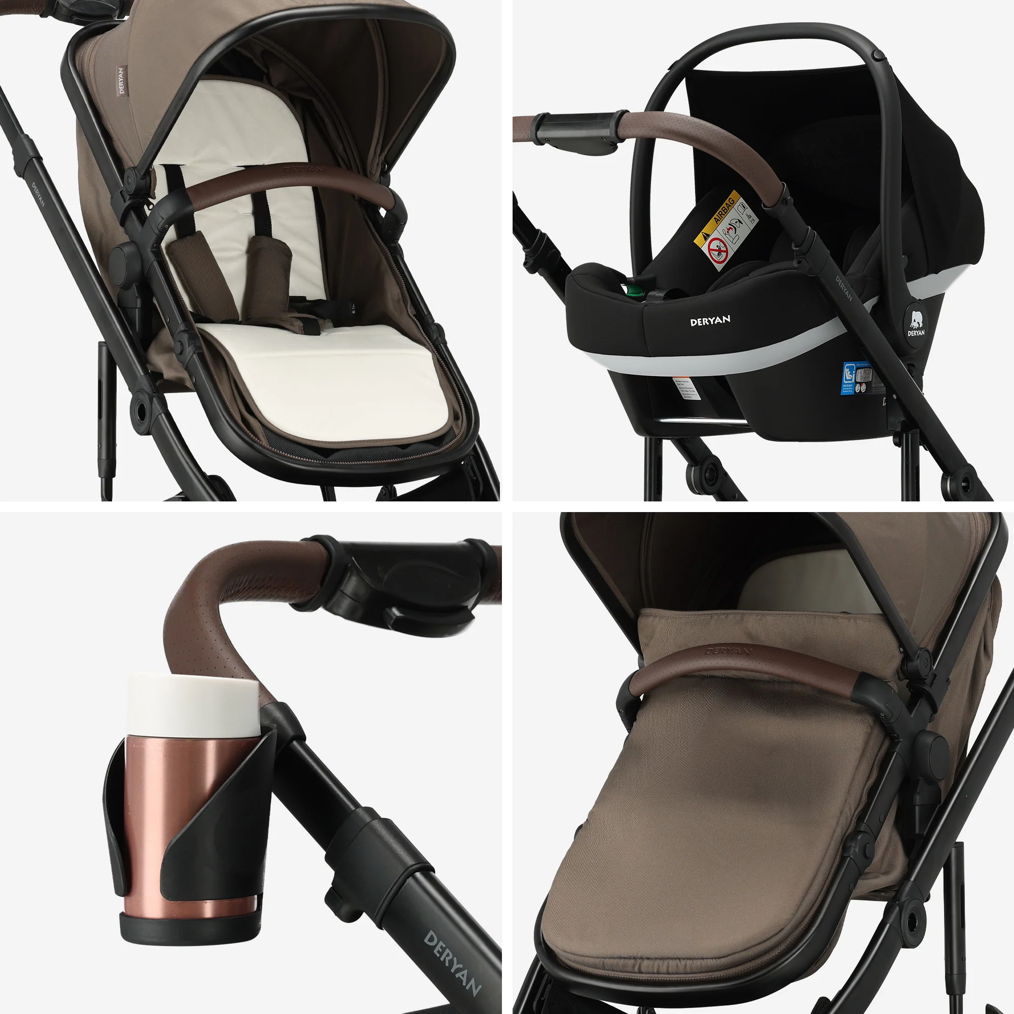 Noa 3-in-1 Stroller Hazel Brown - Image 6