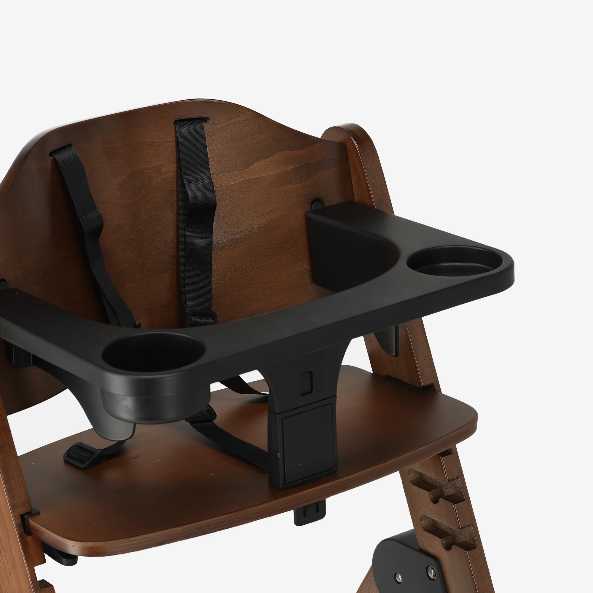 Odin Luxe Wooden Adjustable High Chair with Bouncer - Includes Tray - Adjustable High Chair - Warm Brown Nougat - Image 8