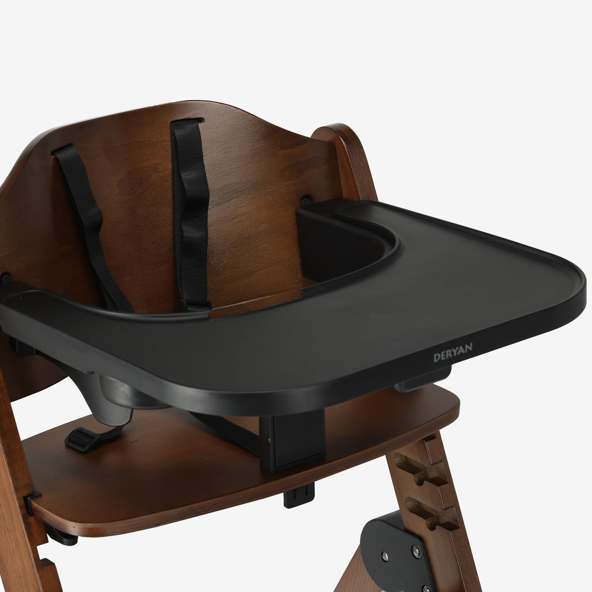 Odin Luxe Wooden Adjustable High Chair with Bouncer - Includes Tray - Adjustable High Chair - Warm Brown/Black - Image 14