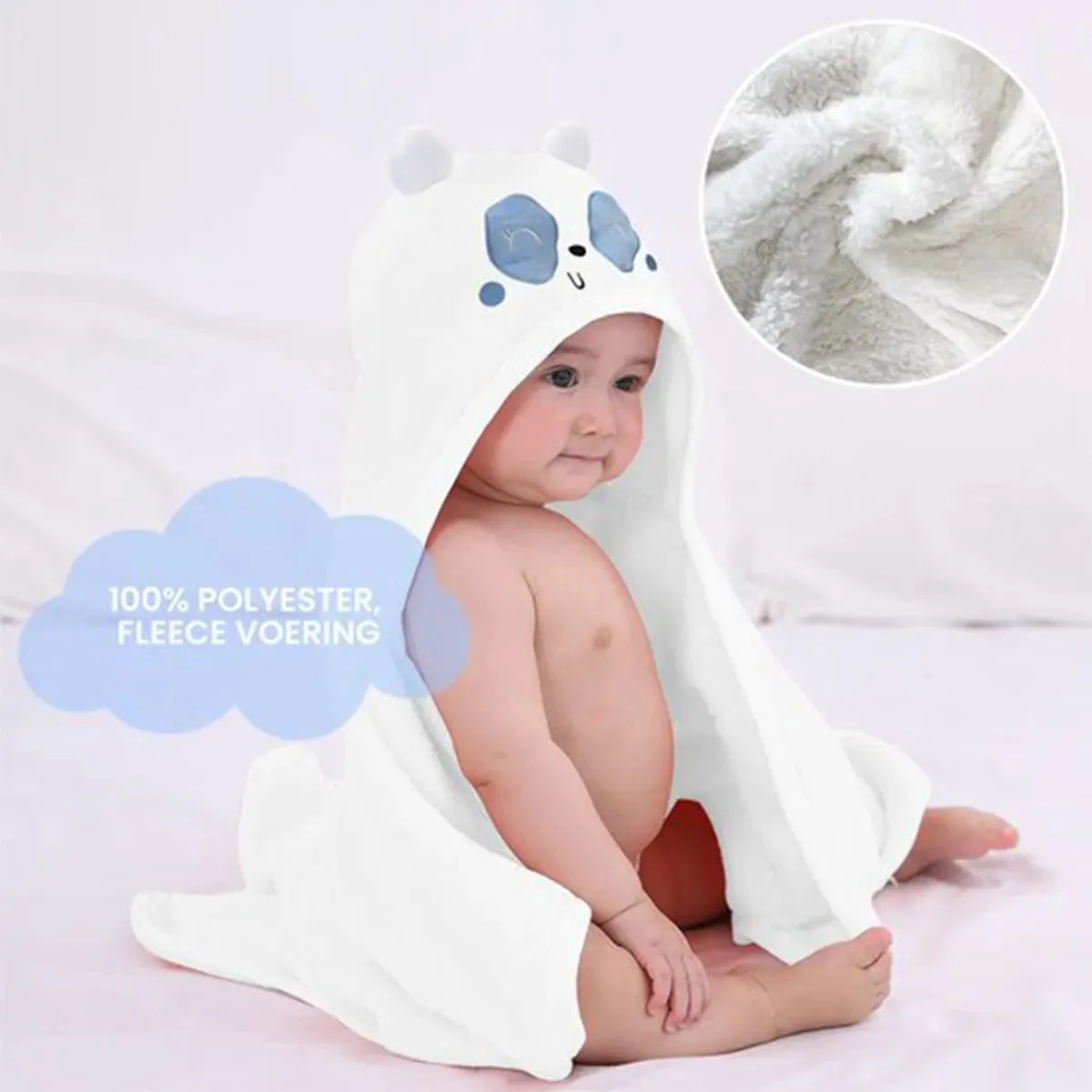 Panda Blue Multifunctional Baby Fleece Blanket with Hood – Swaddle Blanket – Blanket 29.6"x39.4" - Image 4