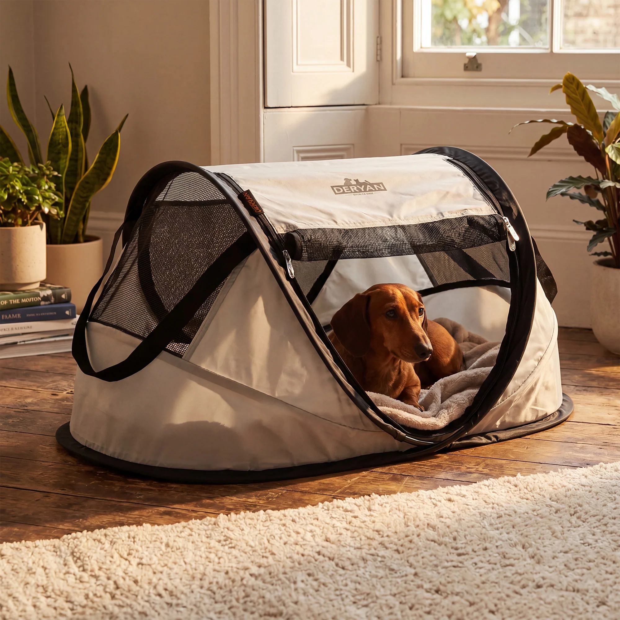 DERYAN Dogs & Cats - Luxe Pop-Up Pet Travel-Cot - Dog Run - Pop-up system - Foldable playpen - Extra thick mesh - Small - Image 2