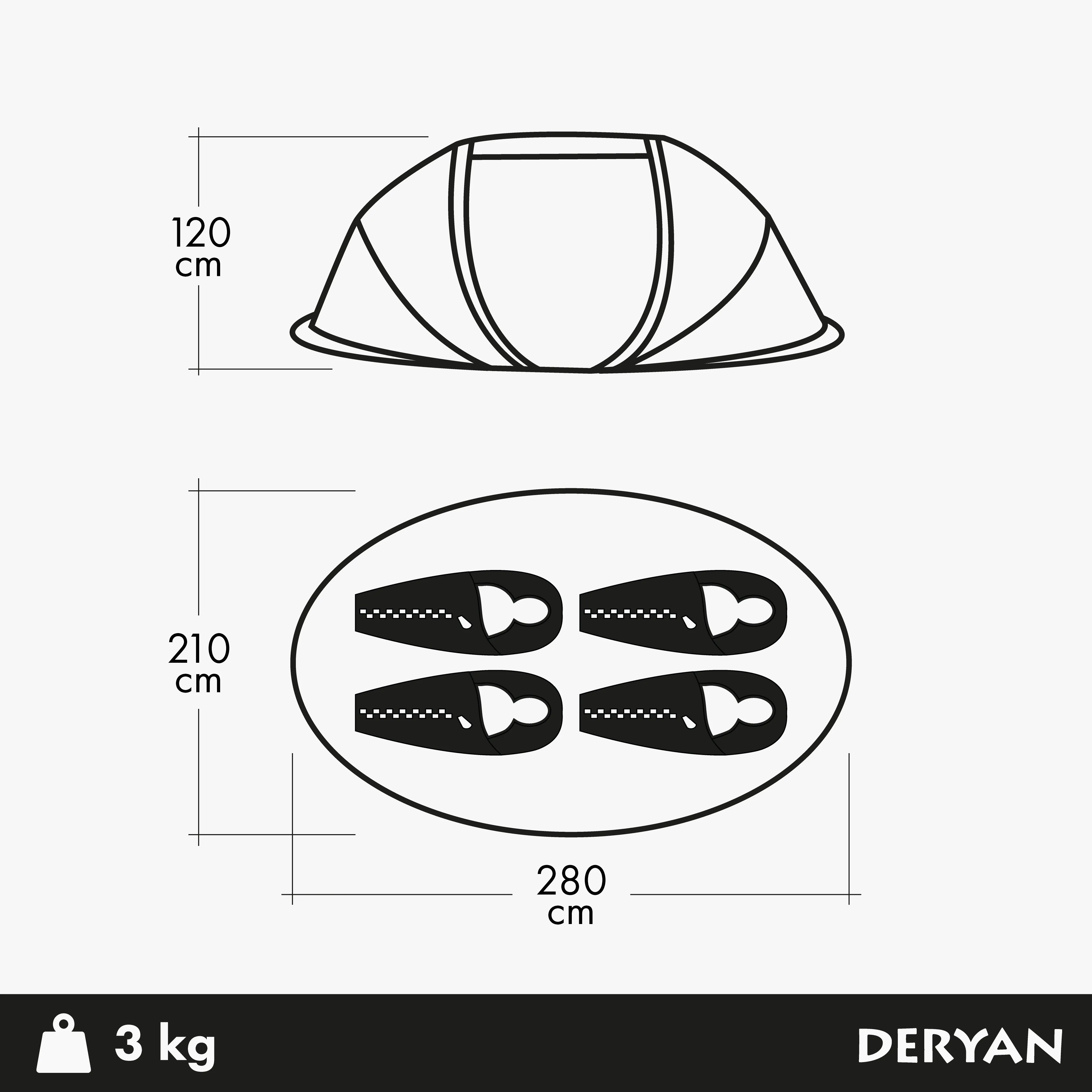 Pop Up Luxe Tent - 2000MM water column - Cream - 4 Person - Image 6