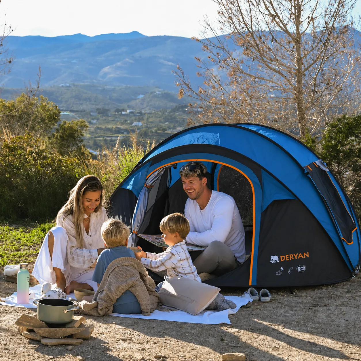 Pop Up Luxe Tent - 2000MM water column - Navy - 4 Person - Image 6