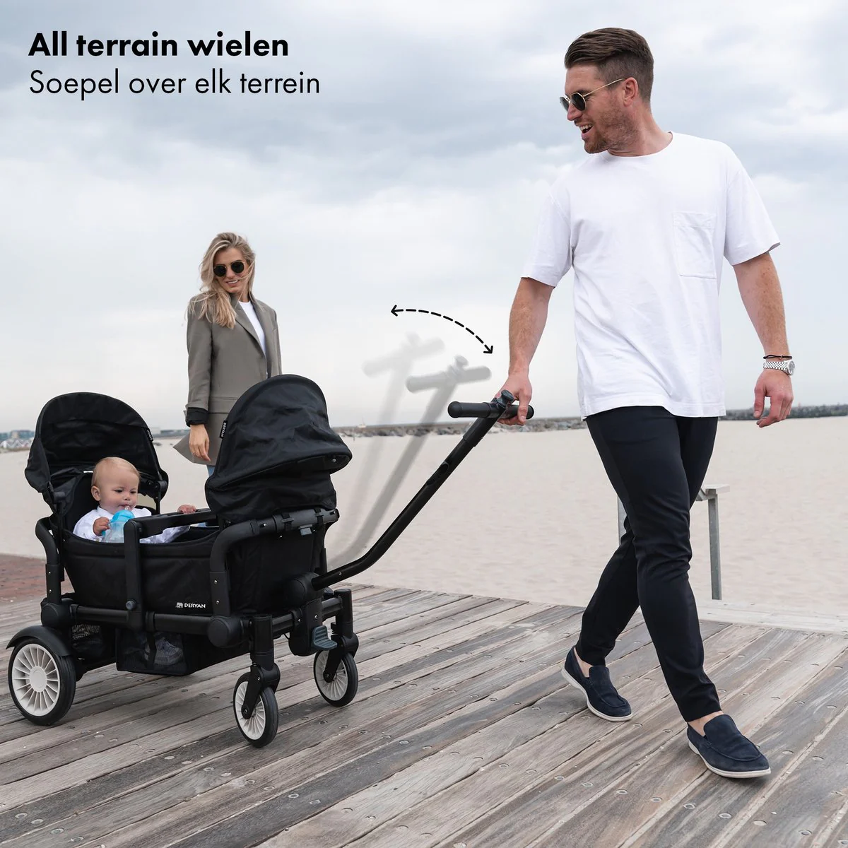 Sandy Luxe Foldable Wagon - Beachwagon - Duowagen Black - Image 4