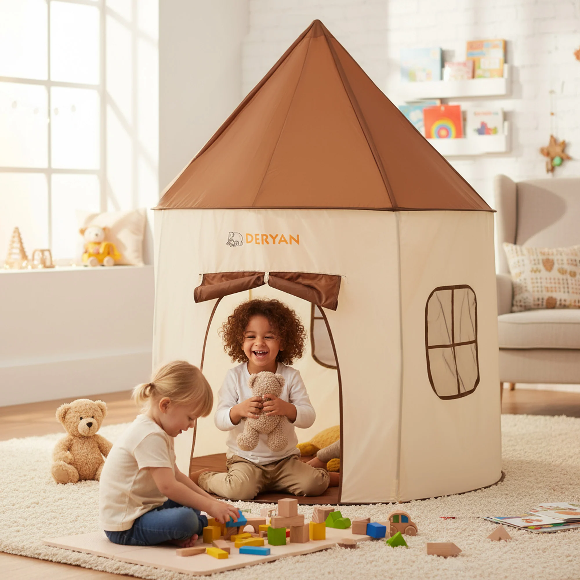 Play Tent Beige & Brown - Image 2