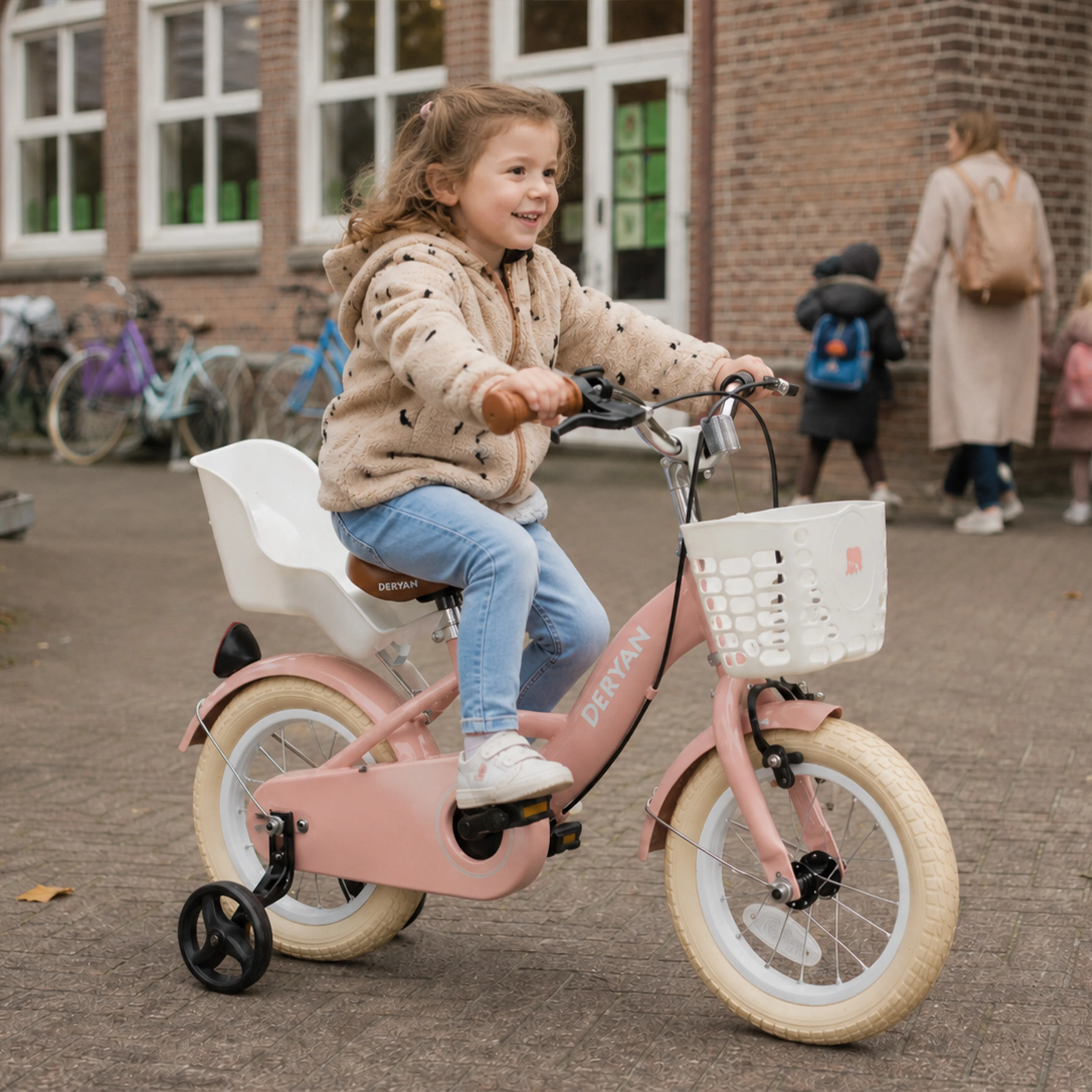 Zoey Girls' 12-Inch Children's Bike with Basket - Pink - Image 4