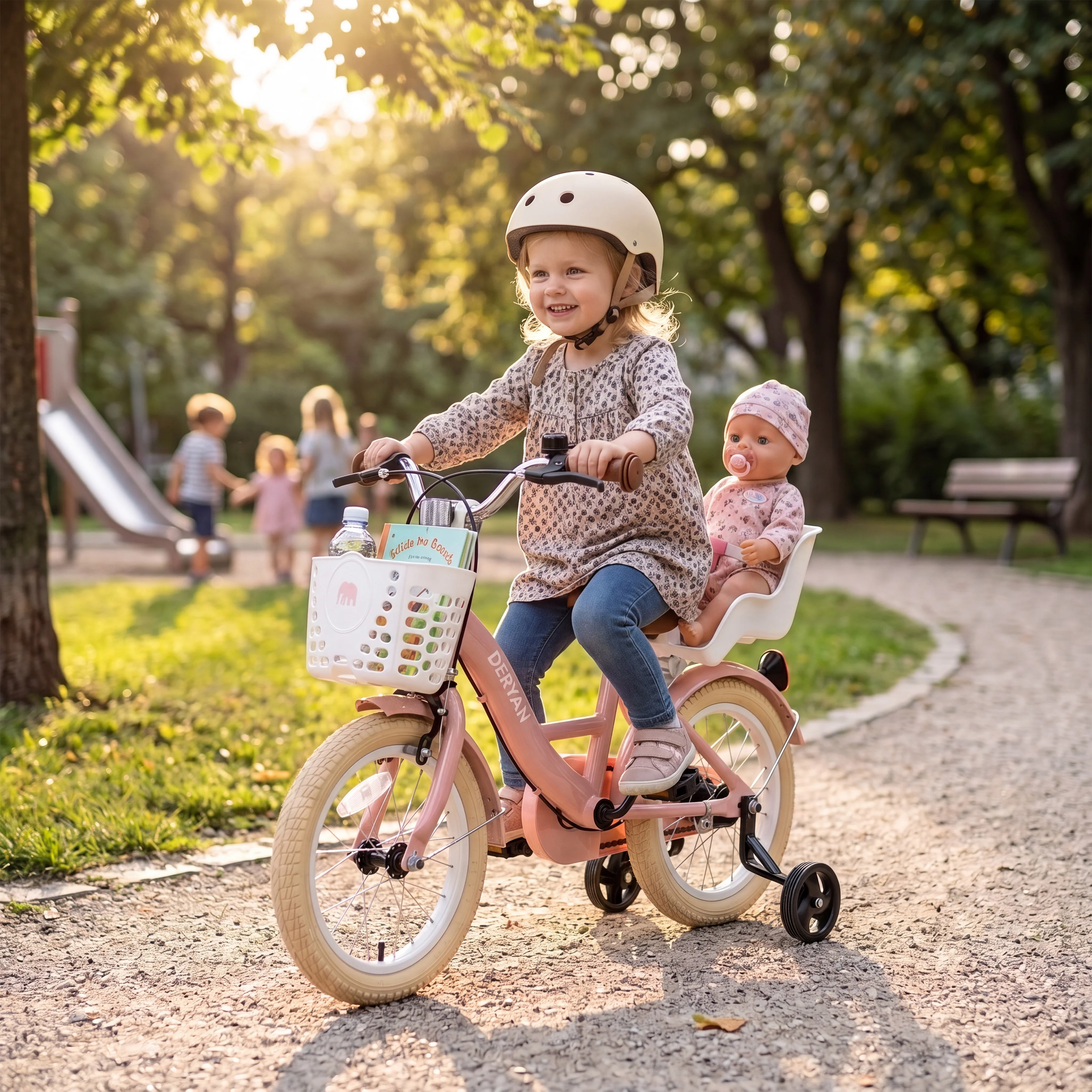 Zoey Girls' Bicycle, 14-inch Children's Bike with Basket - Pink - Image 3