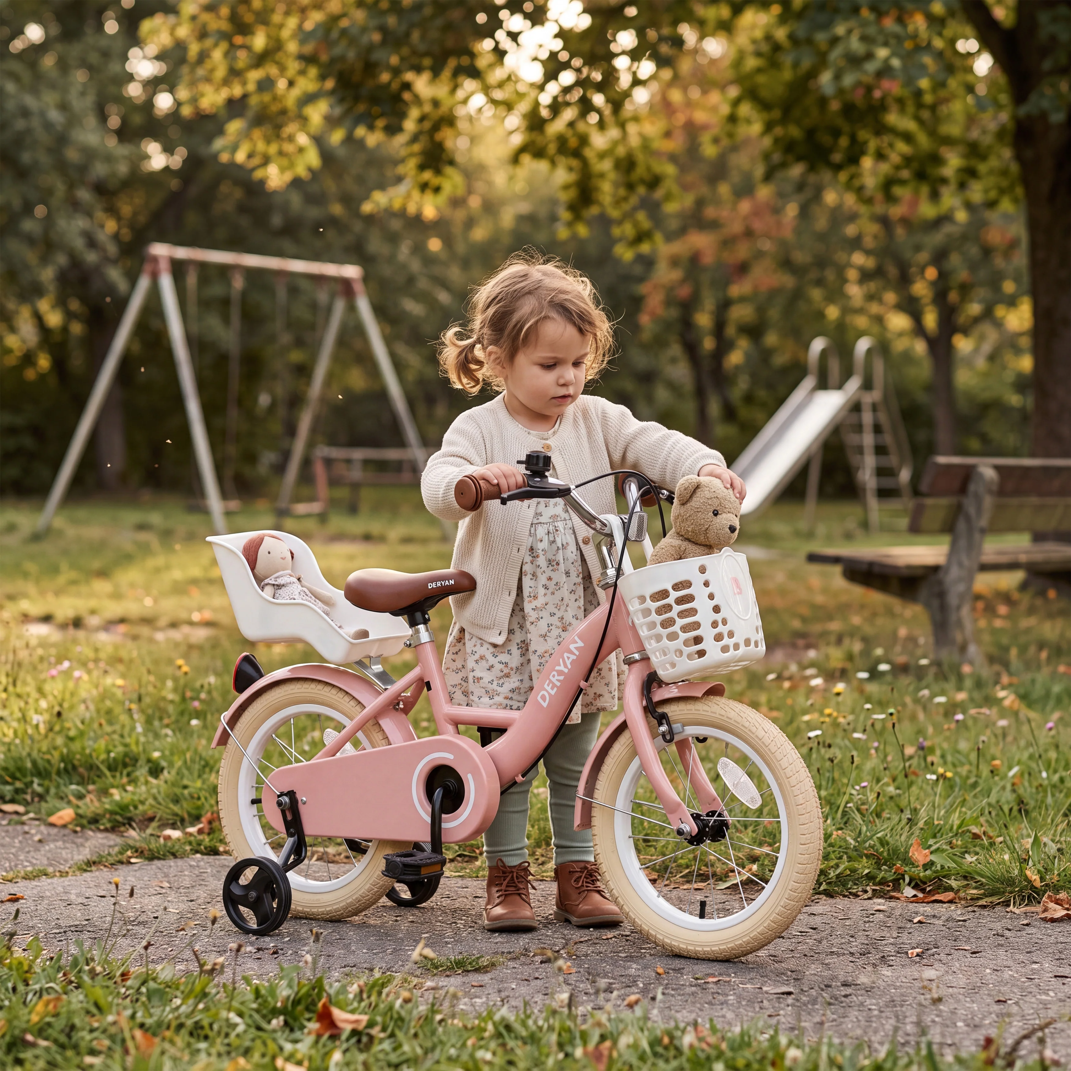 Zoey Girls' Bicycle, 14-inch Children's Bike with Basket - Pink - Image 5