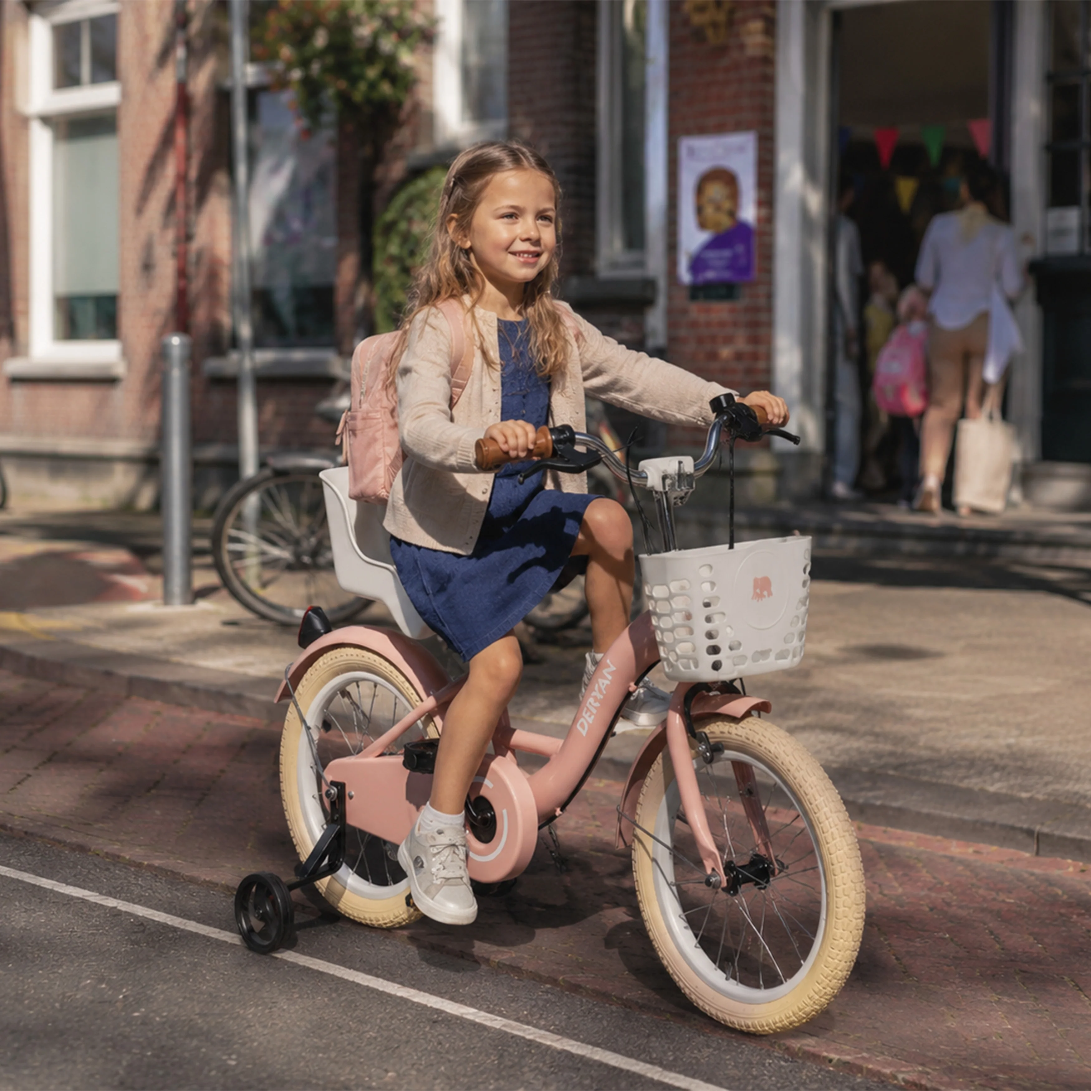 Zoey Girls' Bike, 16-inch Children's Bike with Basket - Pink - Image 2