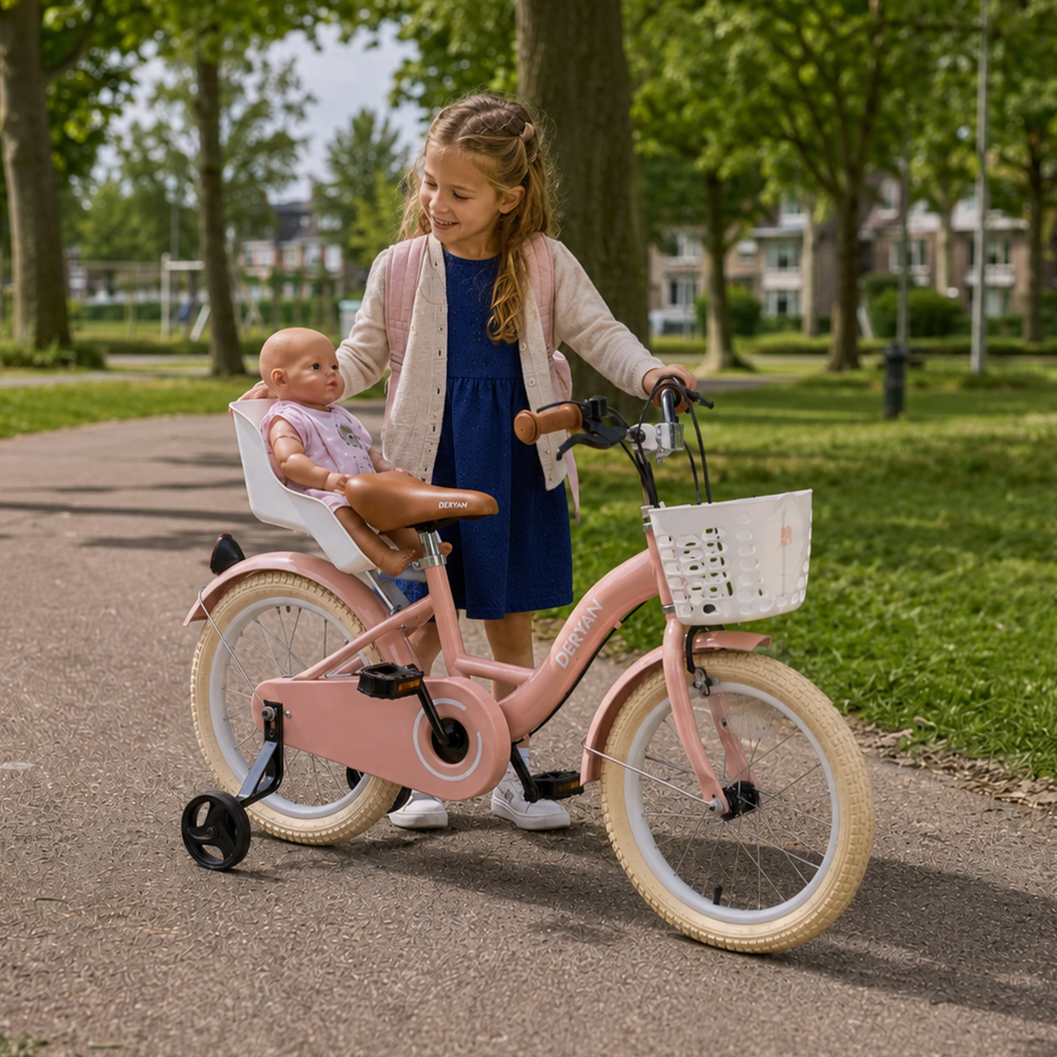 Zoey Girls' Bike, 16-inch Children's Bike with Basket - Pink - Image 4